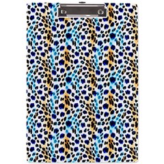 Blue Beige Leopard A4 Acrylic Clipboard by DinkovaArt