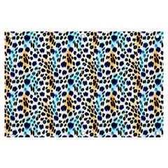 Blue Beige Leopard Banner And Sign 6  X 4  by DinkovaArt