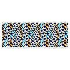 Blue Beige Leopard Banner And Sign 8  X 3  by DinkovaArt