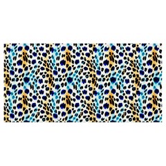 Blue Beige Leopard Banner And Sign 8  X 4  by DinkovaArt