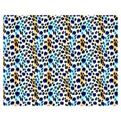 Blue Beige Leopard One Side Premium Plush Fleece Blanket (medium) by DinkovaArt