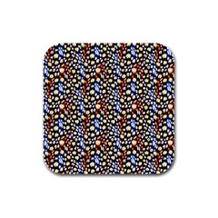 Colorful Leopard Rubber Square Coaster (4 Pack) by DinkovaArt