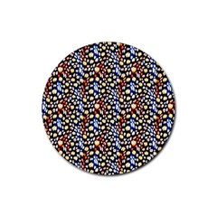 Colorful Leopard Rubber Coaster (round) by DinkovaArt