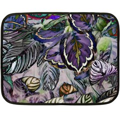 Dark Leaves One Side Fleece Blanket (mini) by DinkovaArt