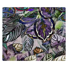 Dark Leaves One Side Premium Plush Fleece Blanket (small) by DinkovaArt