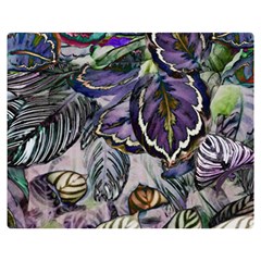 Dark Leaves One Side Premium Plush Fleece Blanket (medium) by DinkovaArt