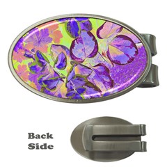 Purple Leaves Money Clips (oval)  by DinkovaArt