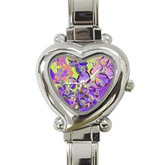 Purple Leaves Heart Italian Charm Watch by DinkovaArt