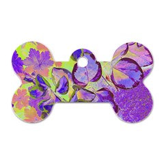 Purple Leaves Dog Tag Bone (one Side) by DinkovaArt