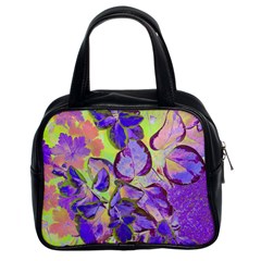 Purple Leaves Classic Handbag (two Sides) by DinkovaArt