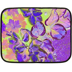 Purple Leaves One Side Fleece Blanket (mini) by DinkovaArt