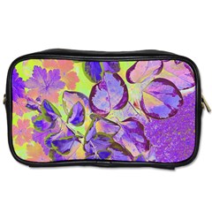 Purple Leaves Toiletries Bag (two Sides) by DinkovaArt