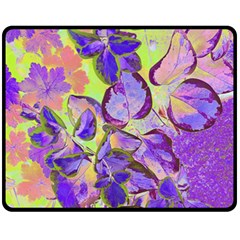 Purple Leaves One Side Fleece Blanket (medium) by DinkovaArt