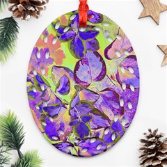 Purple Leaves Oval Filigree Ornament (two Sides) by DinkovaArt