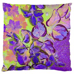 Purple Leaves Large Cushion Case (two Sides) by DinkovaArt