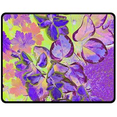 Purple Leaves Fleece Blanket (medium) by DinkovaArt