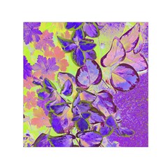 Purple Leaves Square Satin Scarf (30  X 30 ) by DinkovaArt