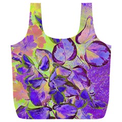 Purple Leaves Full Print Recycle Bag (xxl) by DinkovaArt