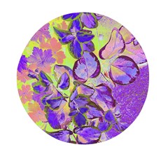 Purple Leaves Mini Round Pill Box (pack Of 5) by DinkovaArt