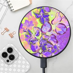 Purple Leaves Wireless Fast Charger(black) by DinkovaArt