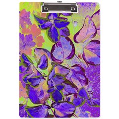 Purple Leaves A4 Acrylic Clipboard by DinkovaArt