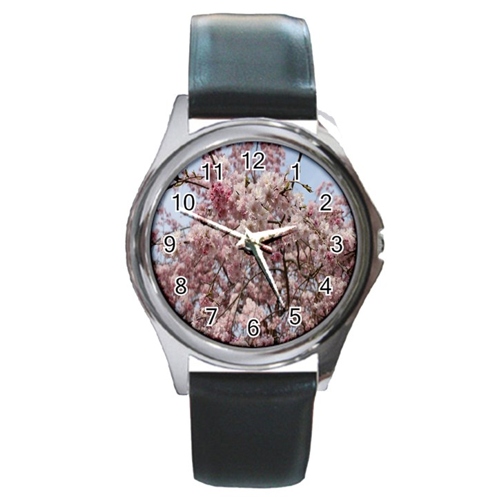 Almond Tree Flower Round Metal Watch