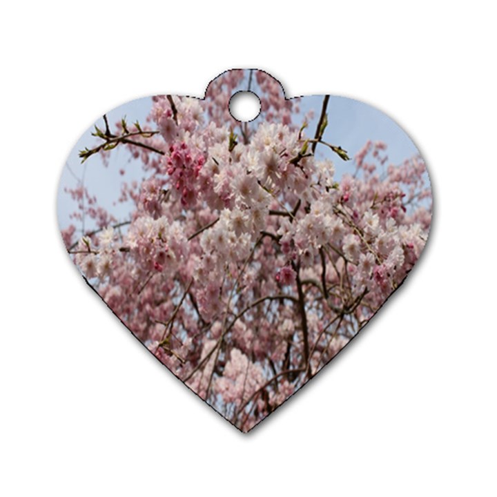 Almond Tree Flower Dog Tag Heart (Two Sides)