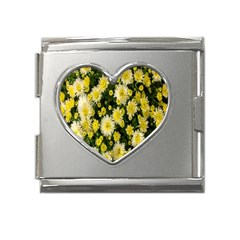 Autumn Background Closeup Flowers Mega Link Heart Italian Charm (18mm) by artworkshop