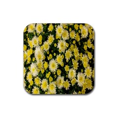 Autumn Background Closeup Flowers Rubber Coaster (square) by artworkshop