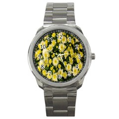 Autumn Background Closeup Flowers Sport Metal Watch by artworkshop