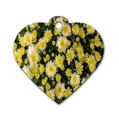 Autumn Background Closeup Flowers Dog Tag Heart (one Side) by artworkshop