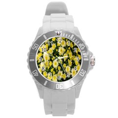 Autumn Background Closeup Flowers Round Plastic Sport Watch (l) by artworkshop