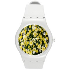 Autumn Background Closeup Flowers Round Plastic Sport Watch (m) by artworkshop