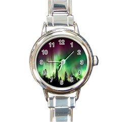 Aurora Borealis Northern Lights Nature Round Italian Charm Watch