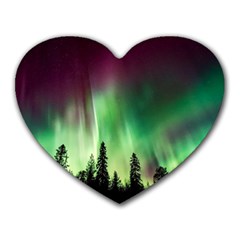 Aurora Borealis Northern Lights Nature Heart Mousepad