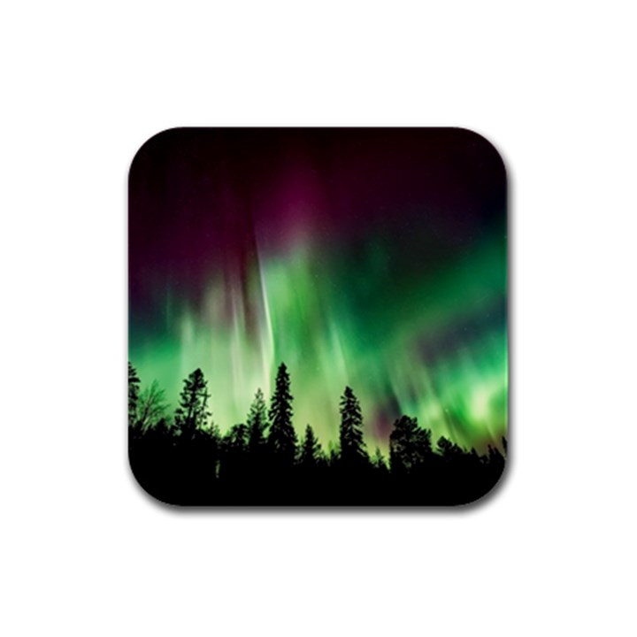 Aurora Borealis Northern Lights Nature Rubber Square Coaster (4 pack)