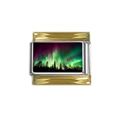 Aurora Borealis Northern Lights Nature Gold Trim Italian Charm (9mm) by Ravend