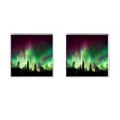 Aurora Borealis Northern Lights Nature Cufflinks (square) by Ravend