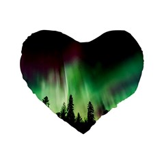 Aurora Borealis Northern Lights Nature Standard 16  Premium Heart Shape Cushions by Ravend