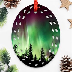 Aurora Borealis Northern Lights Nature Oval Filigree Ornament (two Sides) by Ravend