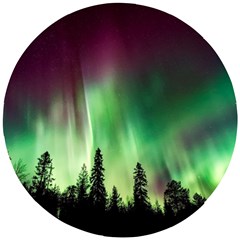 Aurora Borealis Northern Lights Nature Wooden Puzzle Round