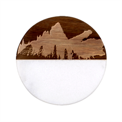 Aurora Borealis Northern Lights Nature Classic Marble Wood Coaster (Round) 