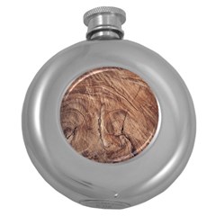 Brown Close Up Hd Wallpaper Surface Round Hip Flask (5 Oz) by artworkshop