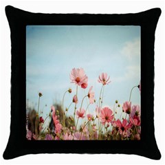 Cosmos Flower Blossom In Garden Throw Pillow Case (black) by artworkshop