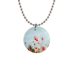 Cosmos Flower Blossom In Garden 1  Button Necklace by artworkshop