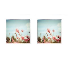 Cosmos Flower Blossom In Garden Cufflinks (square) by artworkshop