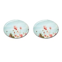 Cosmos Flower Blossom In Garden Cufflinks (oval)