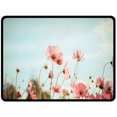 Cosmos Flower Blossom In Garden One Side Fleece Blanket (large) by artworkshop