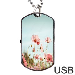 Cosmos Flower Blossom In Garden Dog Tag Usb Flash (one Side) by artworkshop