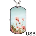 Cosmos Flower Blossom In Garden Dog Tag USB Flash (One Side) Front